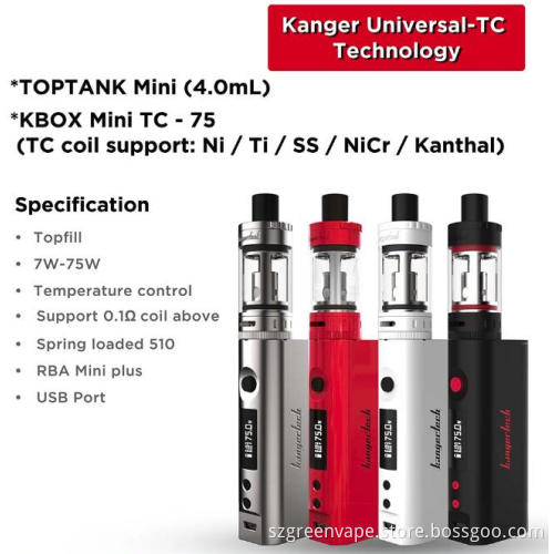 100% Original Kanger TOPBOX Mini Kit 75w With Temperature Control Upgraded TOPBOX Mini